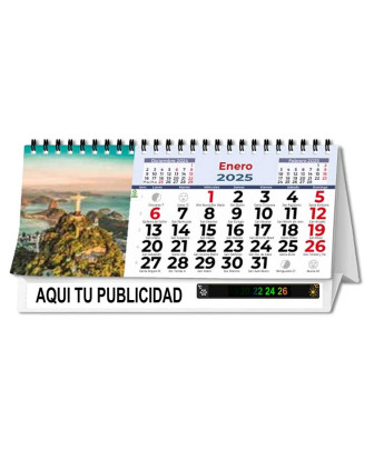 calendario de mesa mensual y termometro